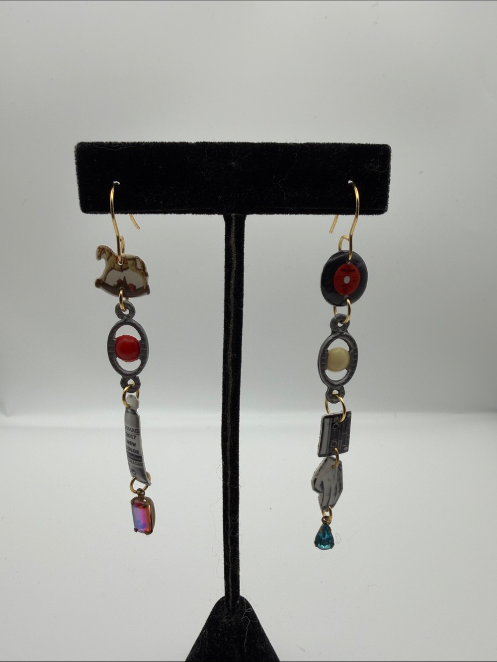 Haricot Vert - Asymmetrical Charm Drop Earrings in Multicolor
